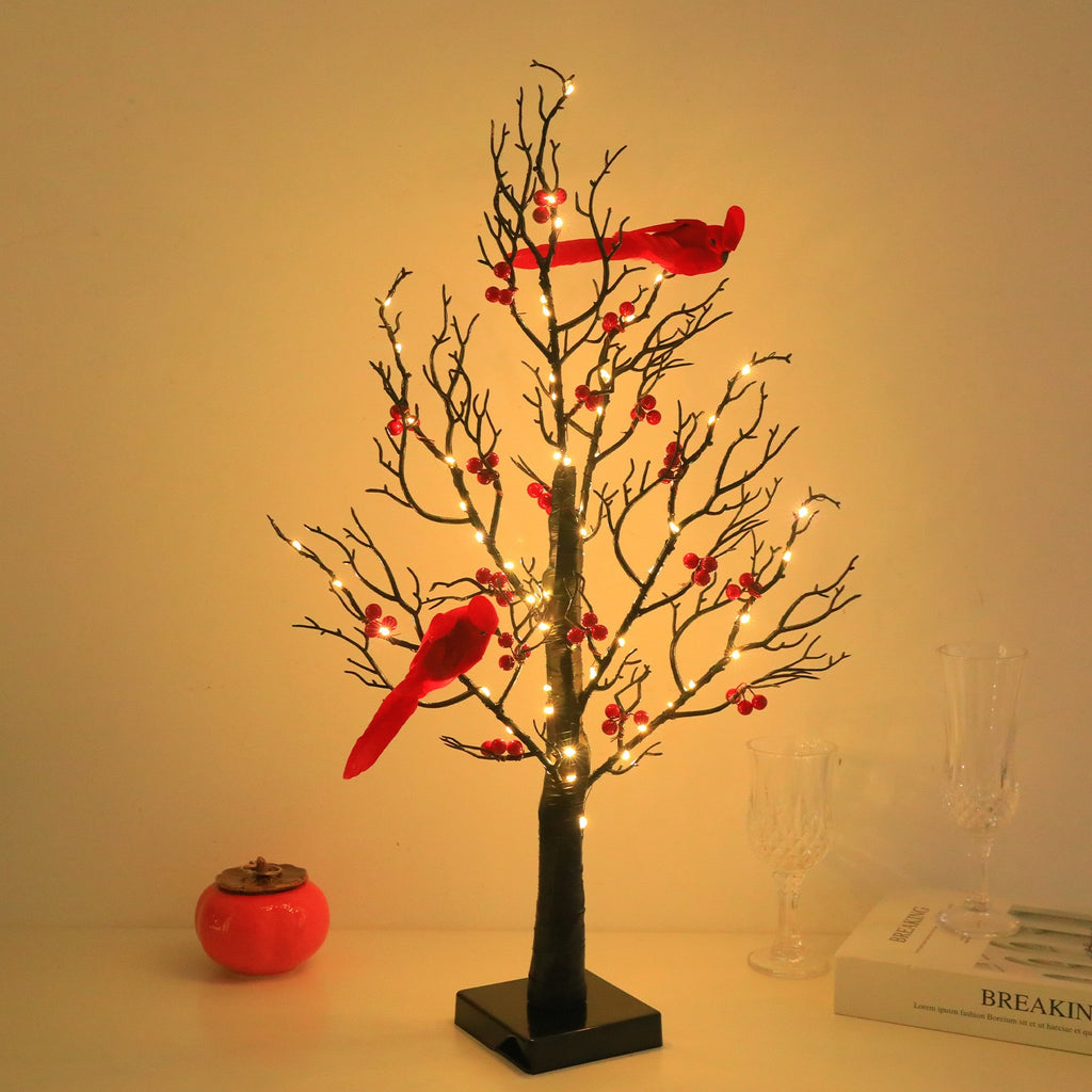 Árbol Decorativo LED con Pájaros Rojos — 53 cm | SOLAYA