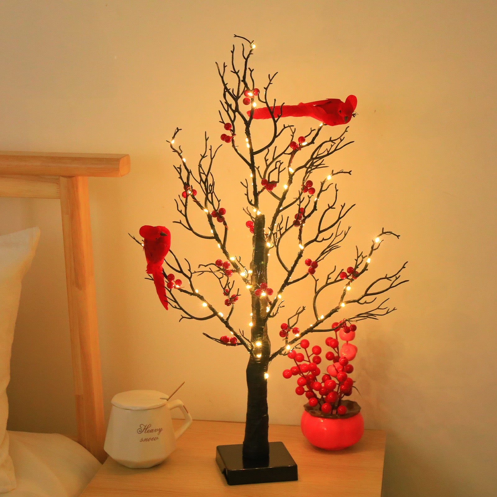 Decoración de dormitorio con árbol LED 53 cm — SOLAYA