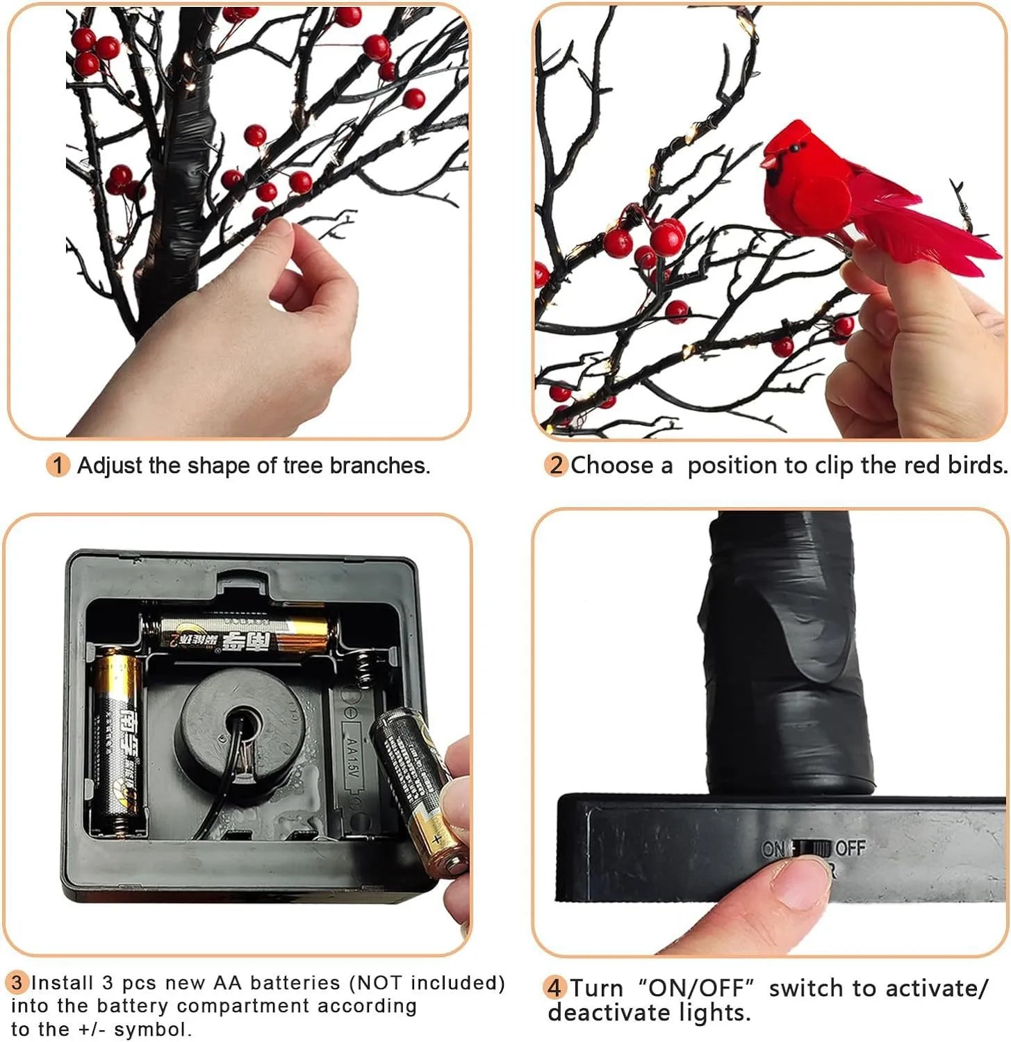 Detalles de la base y ramas del árbol LED — SOLAYA